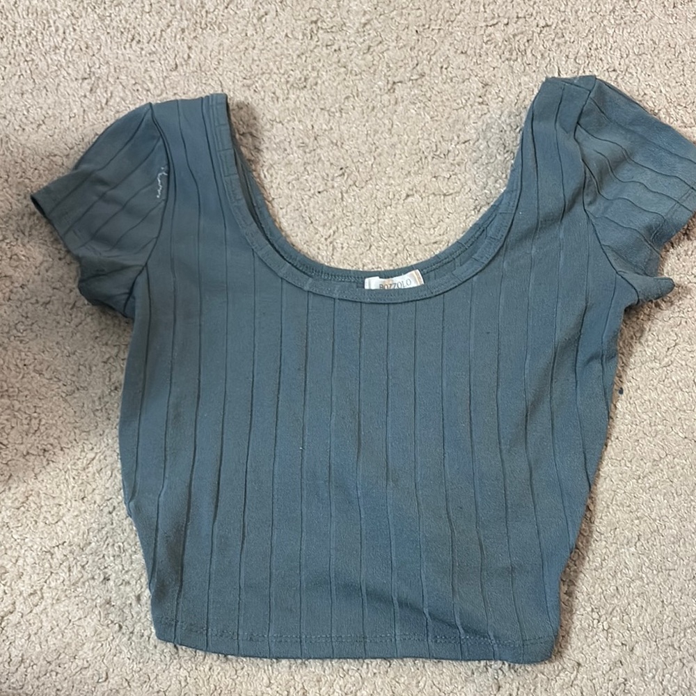 Ribbed Blue Top
